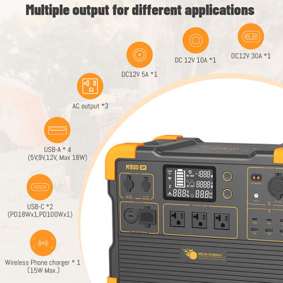 Gerador Solar UPS de 2200W com Bateria de Lítio LFP de 1536Wh, Entrada para Painel Solar de 600W e Tempo de Carregamento de 2 Horas