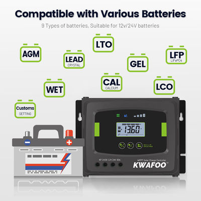 Controlador de carga solar de 6 estágios mppt 30a