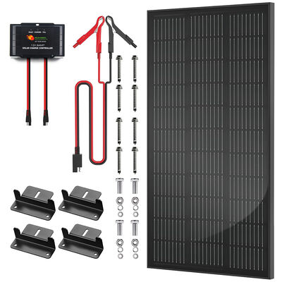 Bom preço Sistema Solar RV de 100W Kit de Carregamento Solar RV Fonte de Energia Renovável para Casas Móveis e Equipamentos de Camping capaz de carregar baterias de 12V AGM, GEL, WET e LiFePO4 on-line