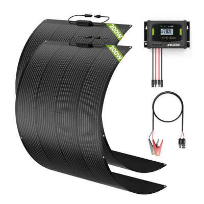 Bom preço Kit de painel solar de 400W com controlador de carga MPPT e 2 painéis solares semiflexíveis, adequado para 8 tipos diferentes de bateria, monitorando os dados do sistema no celular on-line